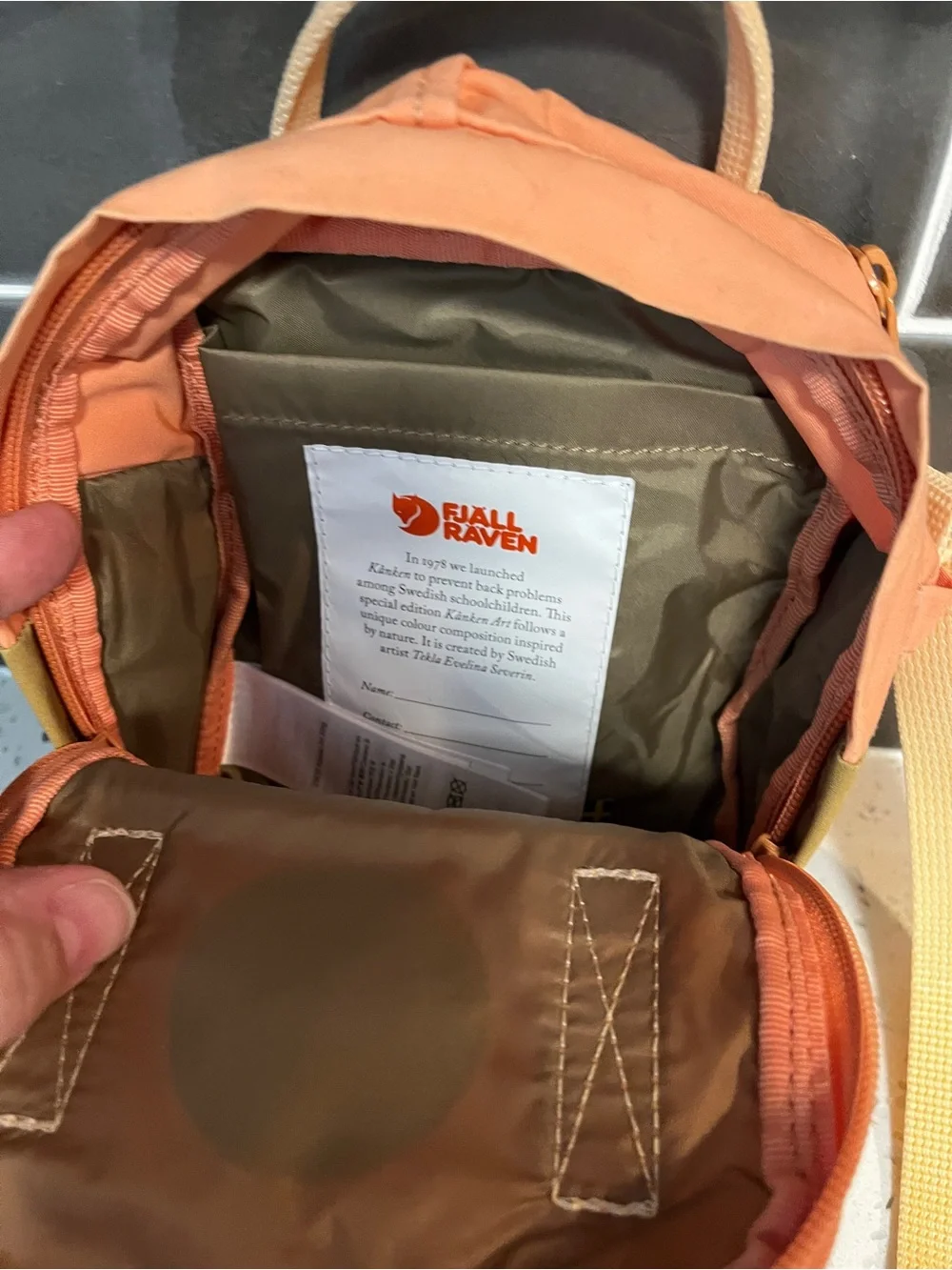 Fjällräven Kånken Mini Sling Crossbody Bag Peach & Olive